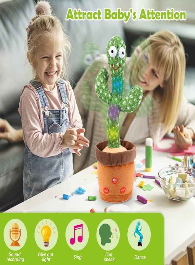 labato Dancing Cactus Talking Cactus Toy, Singing Cactus Mimicking Toy for Baby Boy, Electronic Plush Toy Repeating What You Say, Glowing Cactus Recording Toy for Stress Relief /Interacting with Kids - Image 3